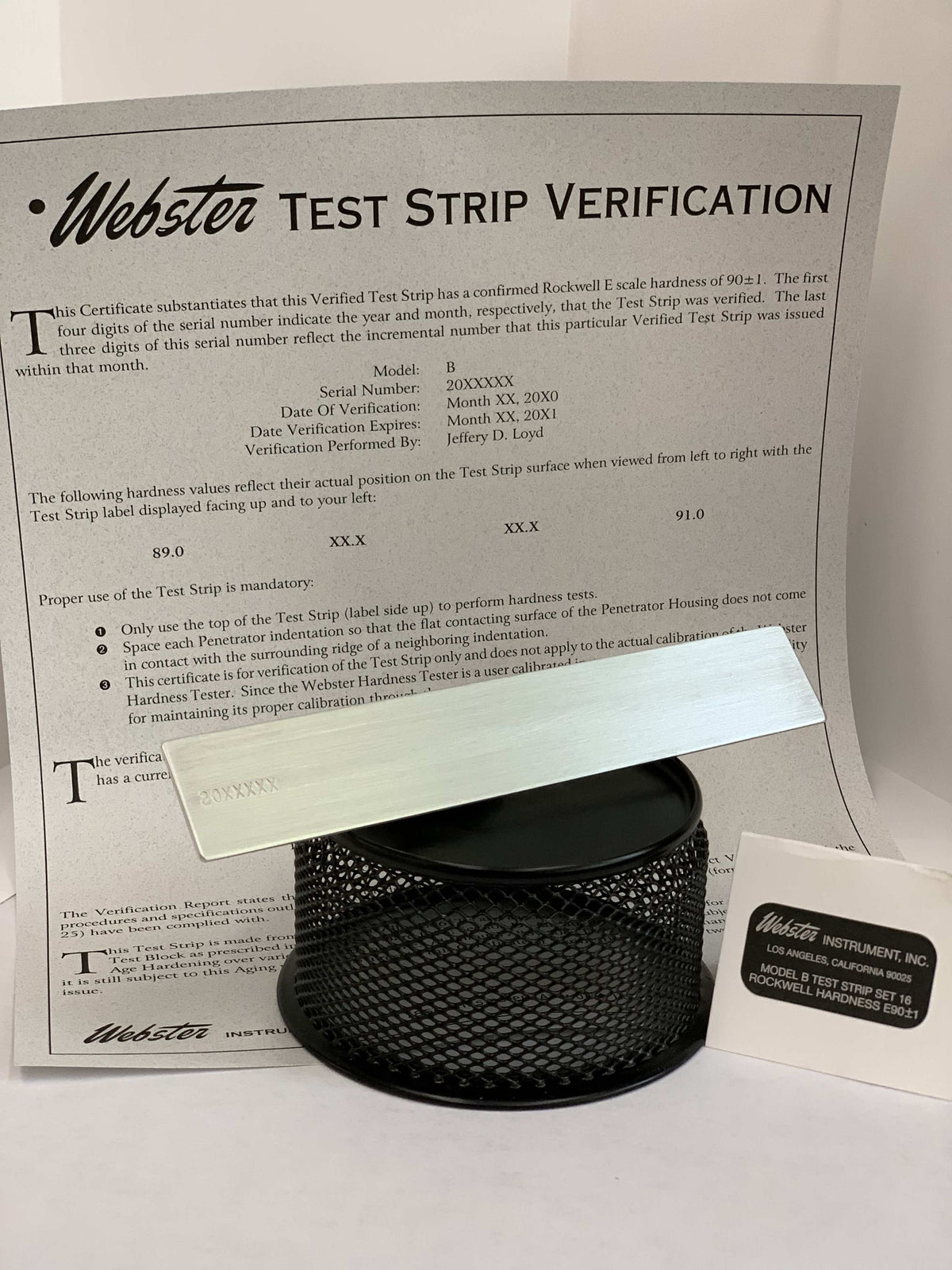 WEBSTER® Verified Test Strips – Webster Instrument